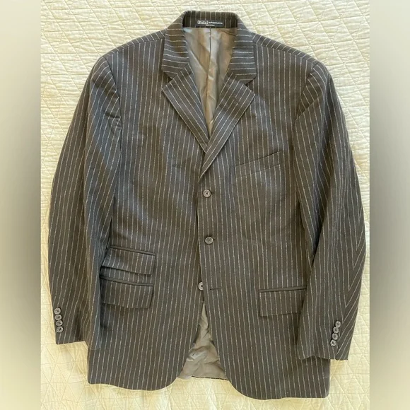 ジャケット・アウター Vintage Ralph Lauren stripe chaster coat Vintage POLO Ralph Lauren chalk wide Striped Blazer 2pc Suit